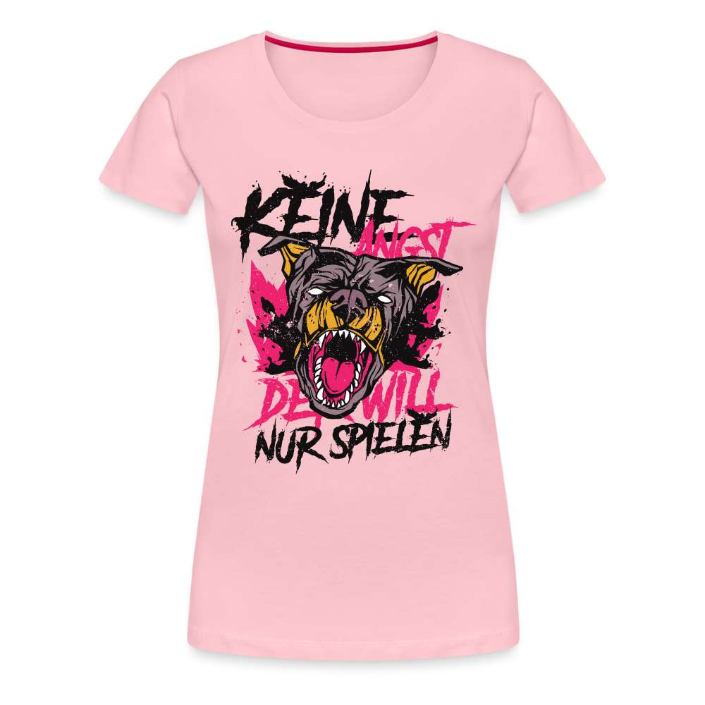 Bissiger Hund - Keine Angst - Der beißt nicht - Lustiges Frauen Premium T-Shirt - Hellrosa