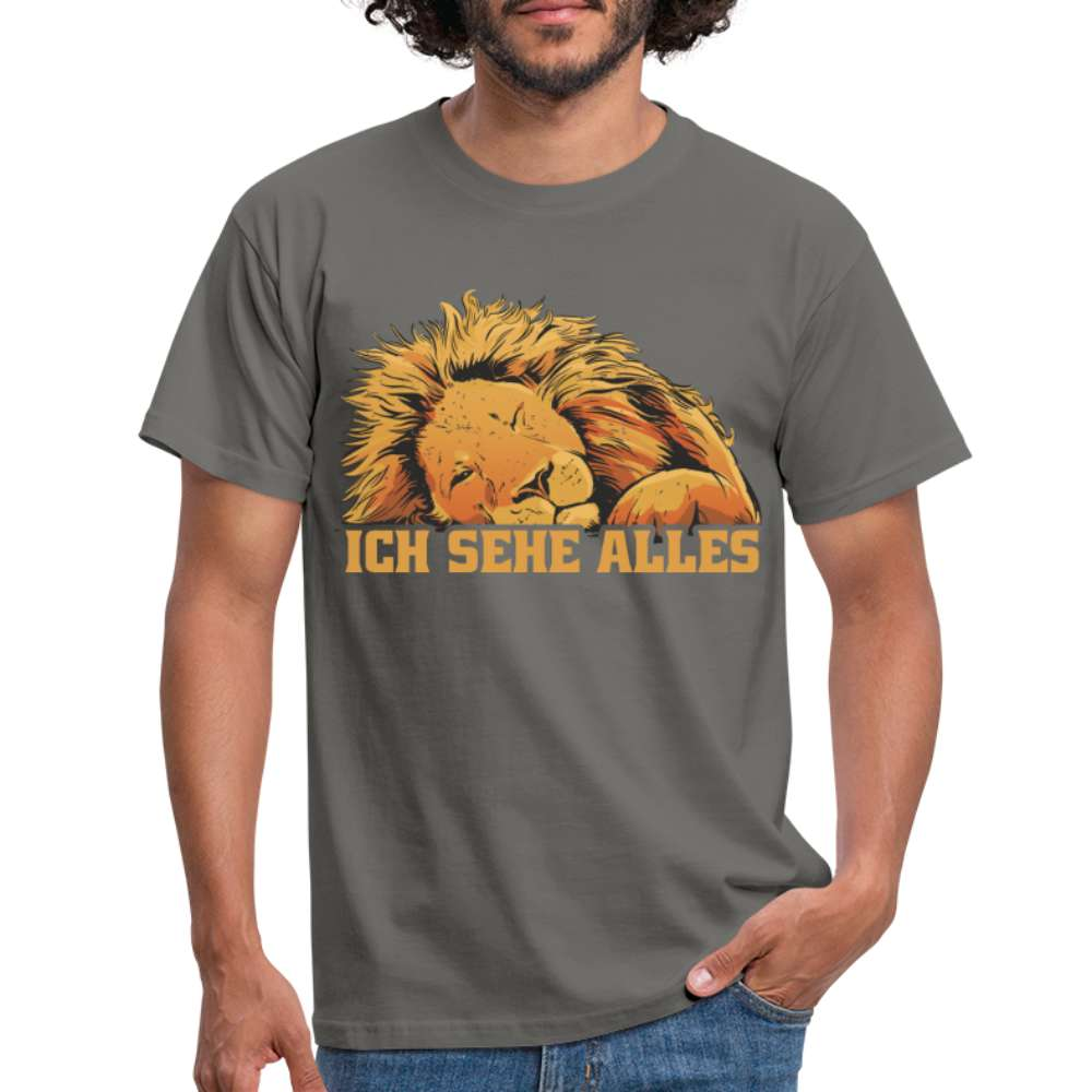 Fauler schlafender Löwe - Ich sehe alles - T-Shirt - Graphit