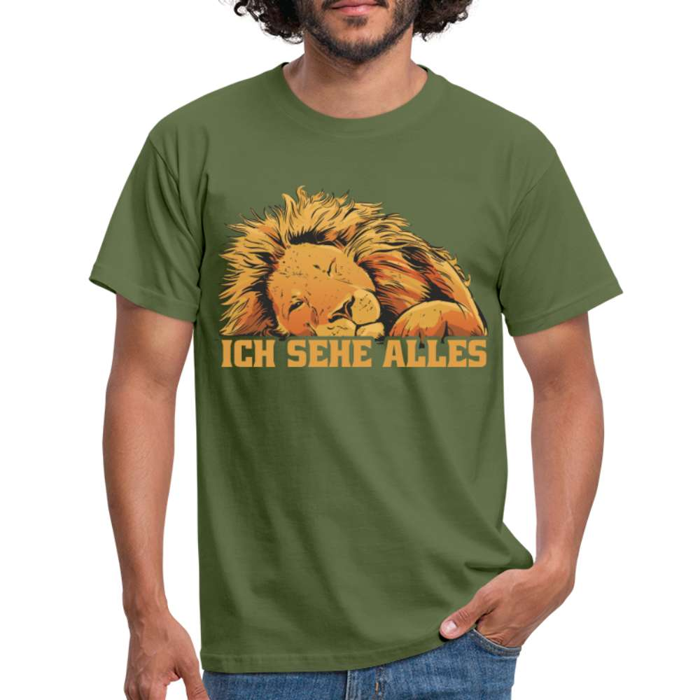 Fauler schlafender Löwe - Ich sehe alles - T-Shirt - Militärgrün