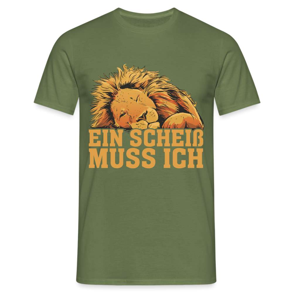 Fauler schlafender Löwe - Einen Scheiß muss ich - T-Shirt - Militärgrün