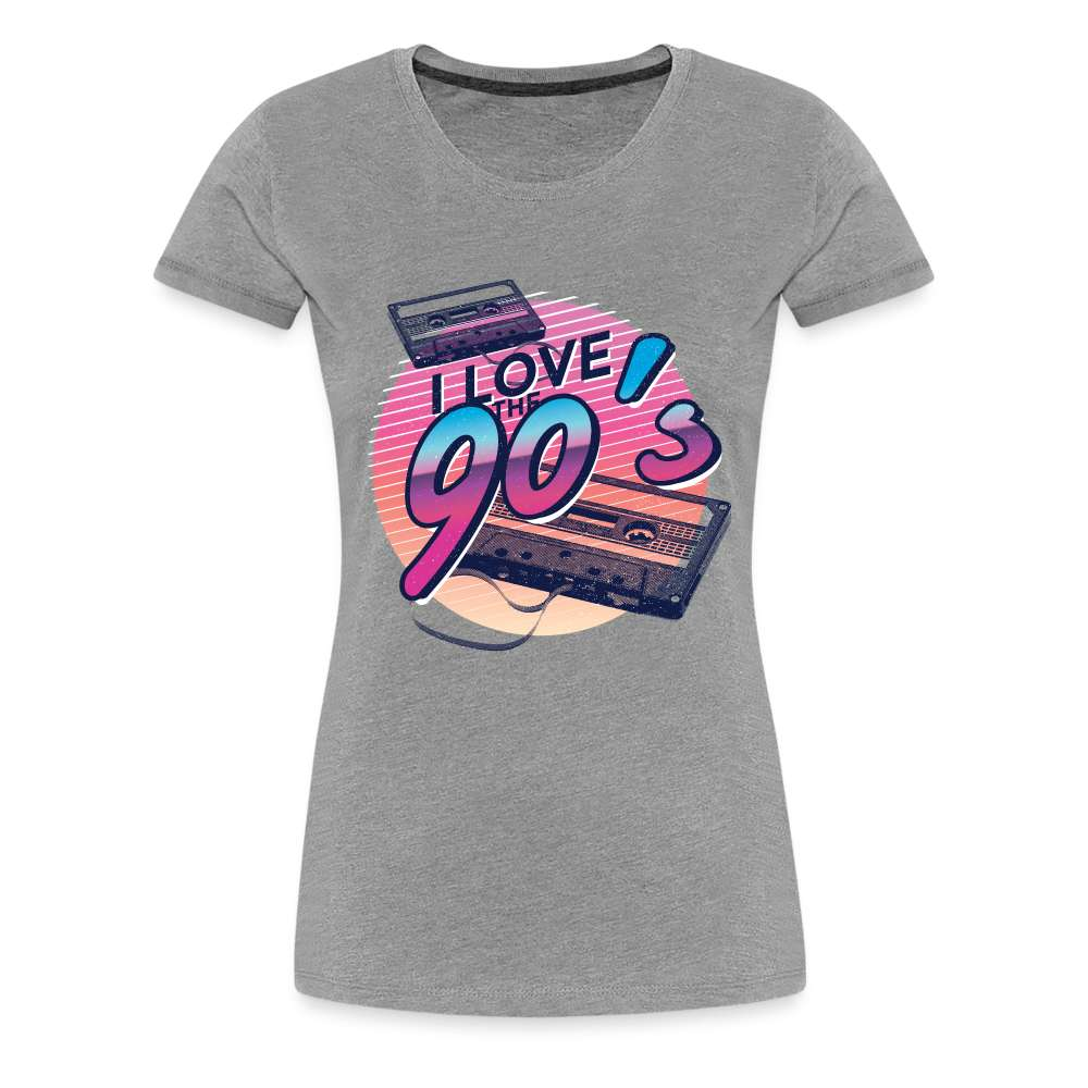 Kind der 90er Jahre Retro Kassette Love 90s - Frauen Premium T-Shirt - Grau meliert