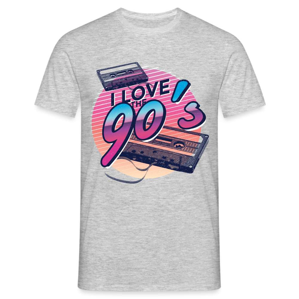 Kind der 90er Jahre Retro Kassette Love 90s - T-Shirt - Grau meliert