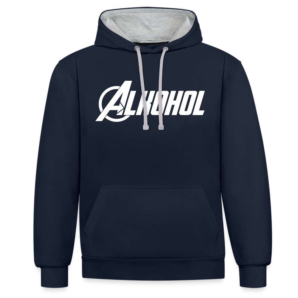 Alkohol Lustiger Hoodie Alkohol Comic Style Parodie Hoodie - Navy/Grau meliert