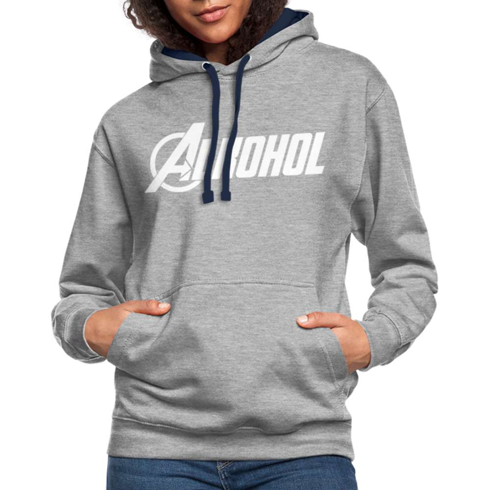 Alkohol Lustiger Hoodie Alkohol Comic Style Parodie Hoodie - Grau meliert/Navy