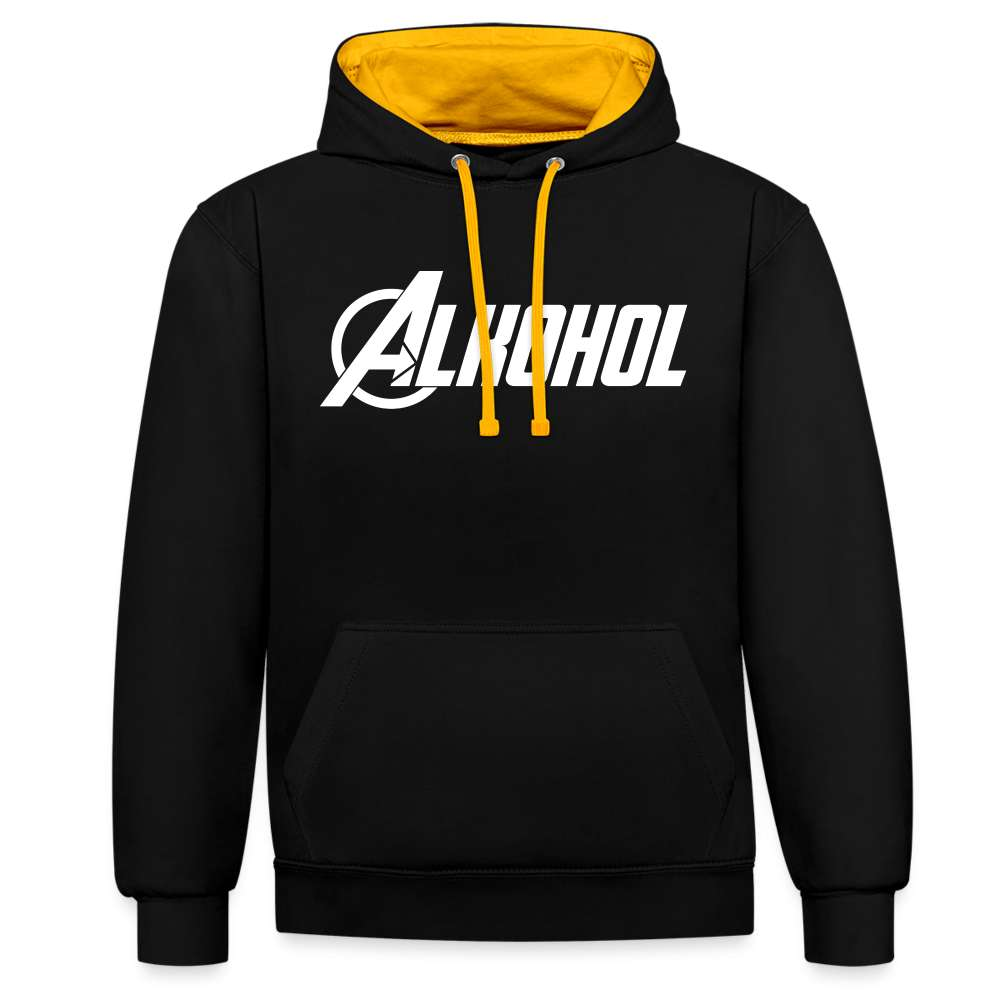 Alkohol Lustiger Hoodie Alkohol Comic Style Parodie Hoodie - Schwarz/Gold