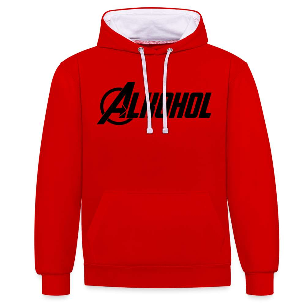 Alkohol Lustiger Hoodie Alkohol Comic Style Parodie Hoodie - Rot/Weiß