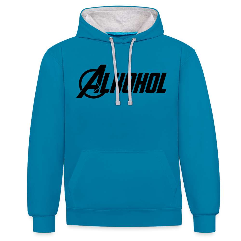 Alkohol Lustiger Hoodie Alkohol Comic Style Parodie Hoodie - Pfauenblau/Grau meliert