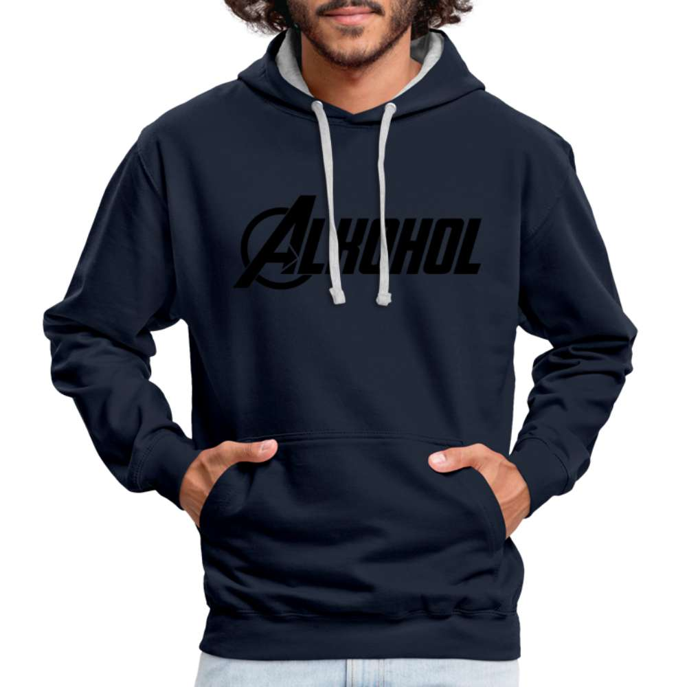 Alkohol Lustiger Hoodie Alkohol Comic Style Parodie Hoodie - Navy/Grau meliert