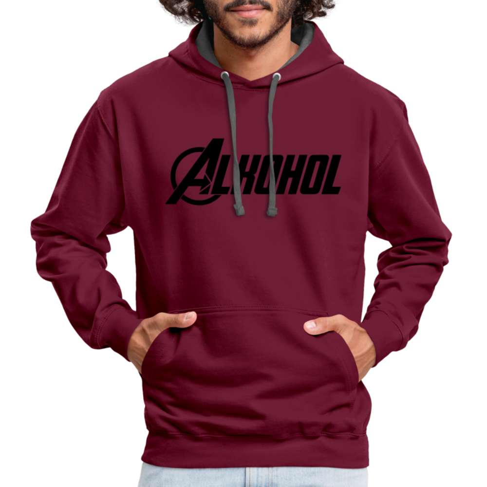 Alkohol Lustiger Hoodie Alkohol Comic Style Parodie Hoodie - Weinrot/Anthrazit