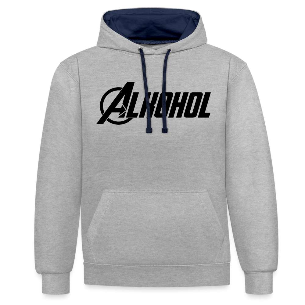 Alkohol Lustiger Hoodie Alkohol Comic Style Parodie Hoodie - Grau meliert/Navy