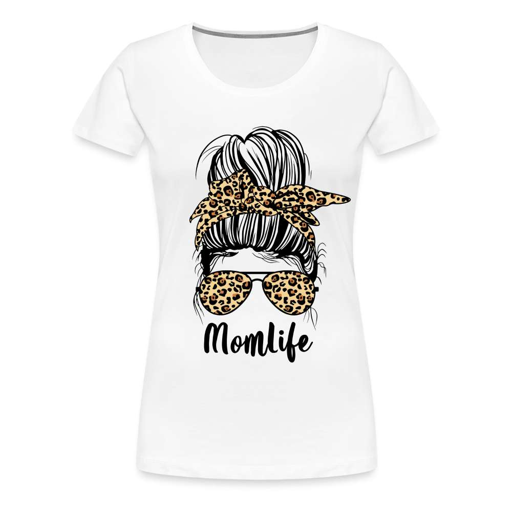 Mom Life Messy Bun - Mutter Mama Frauen Premium T-Shirt - weiß