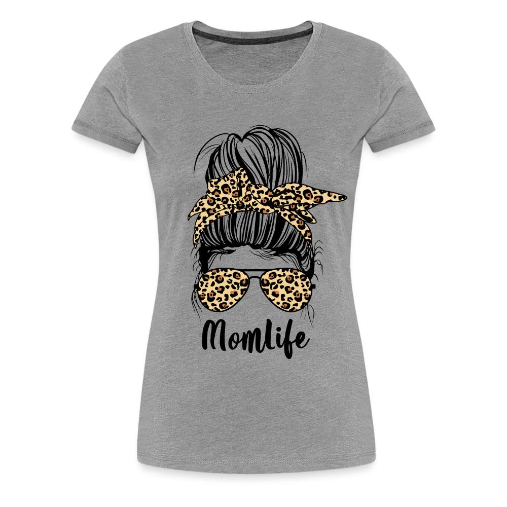 Mom Life Messy Bun - Mutter Mama Frauen Premium T-Shirt - Grau meliert