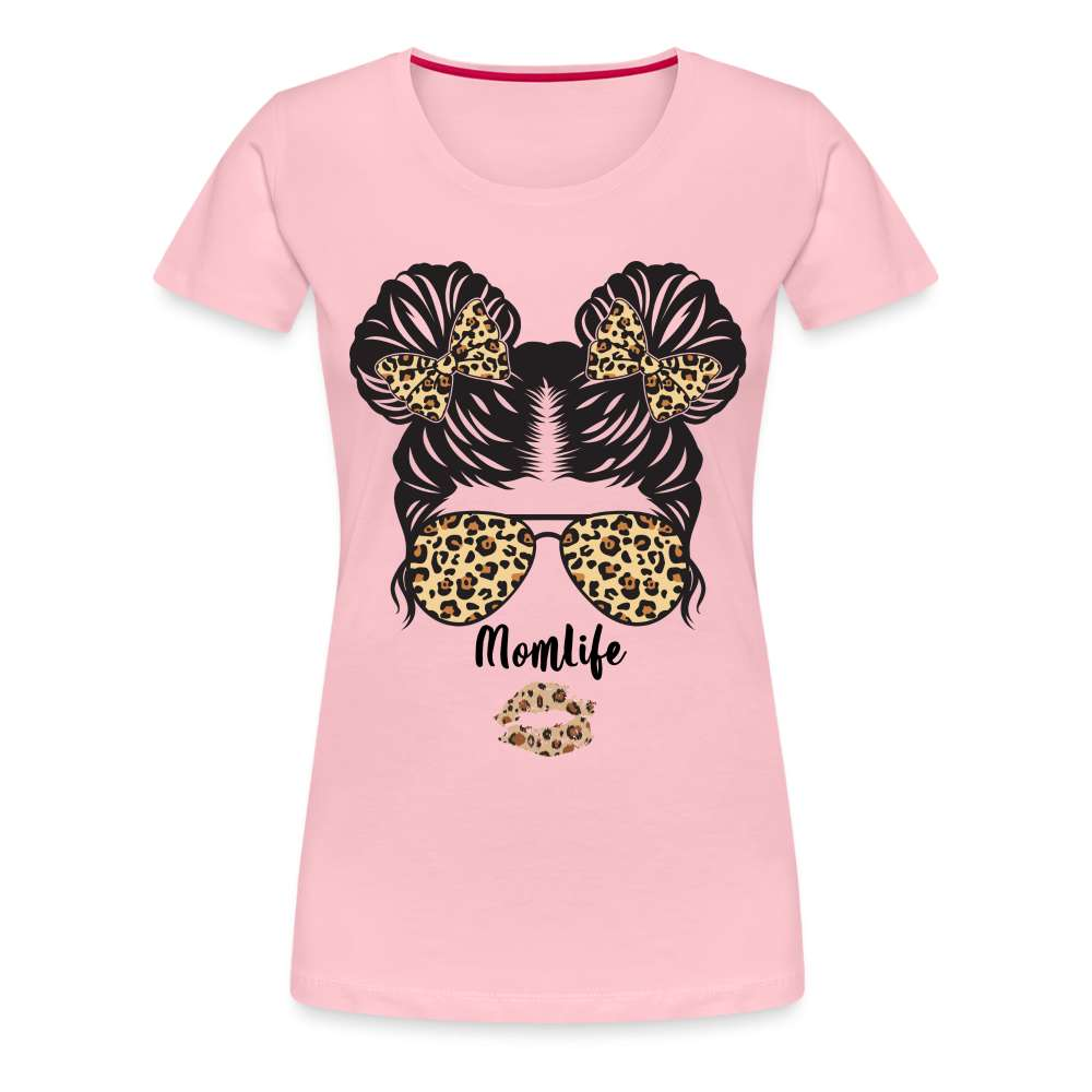Mom Life Messy Bun - Mutter Mama Frauen Premium T-Shirt - Hellrosa