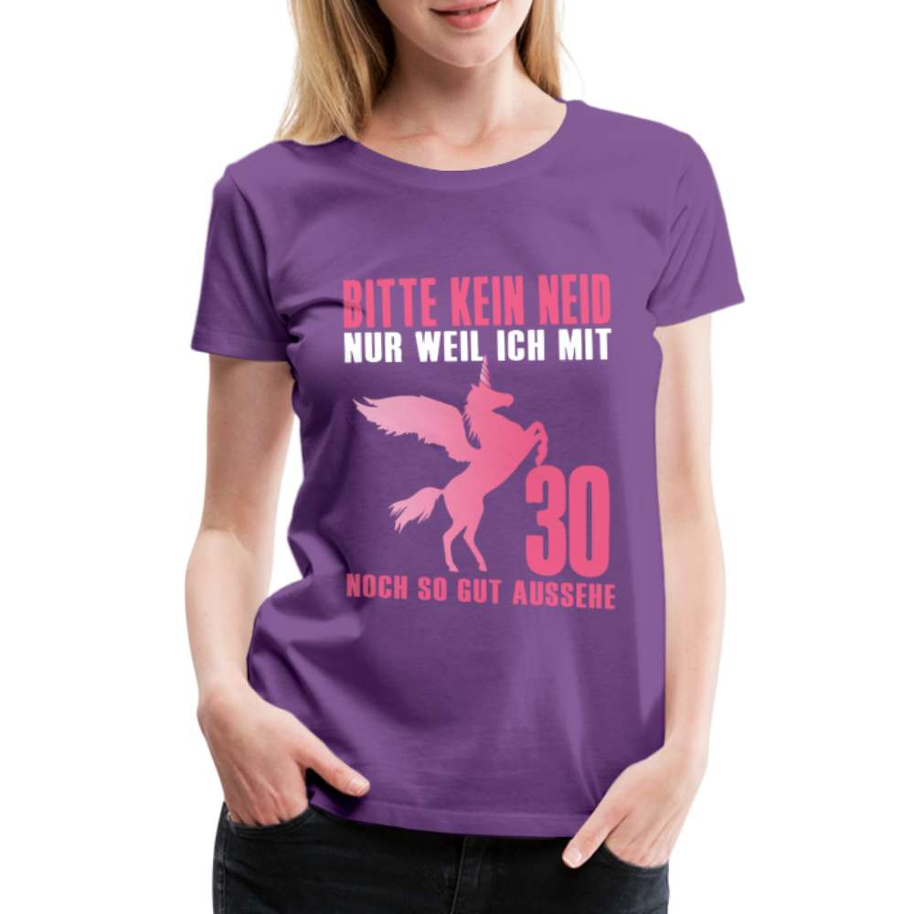 30.Geburtstag Einhorn Bitte kein Neid Geschenk Frauen Premium T-Shirt - Lila