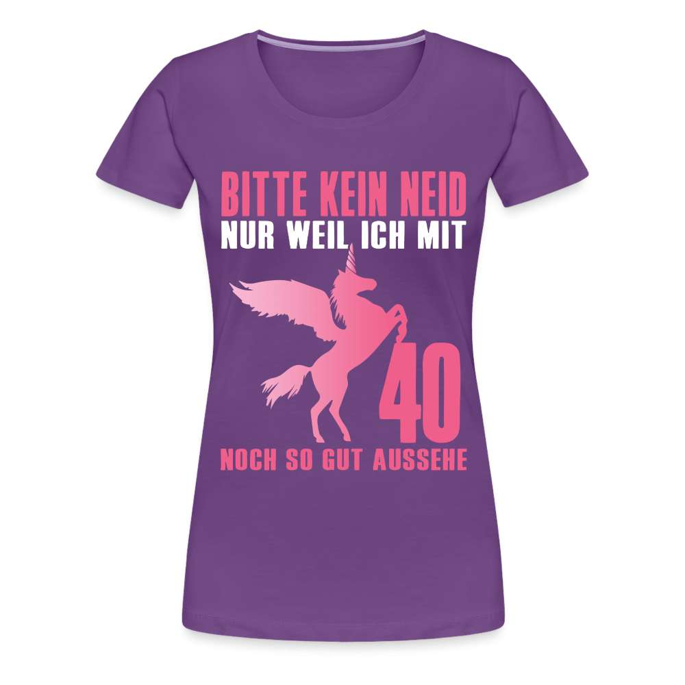 40.Geburtstag Einhorn Bitte kein Neid Geschenk Frauen Premium T-Shirt - Lila