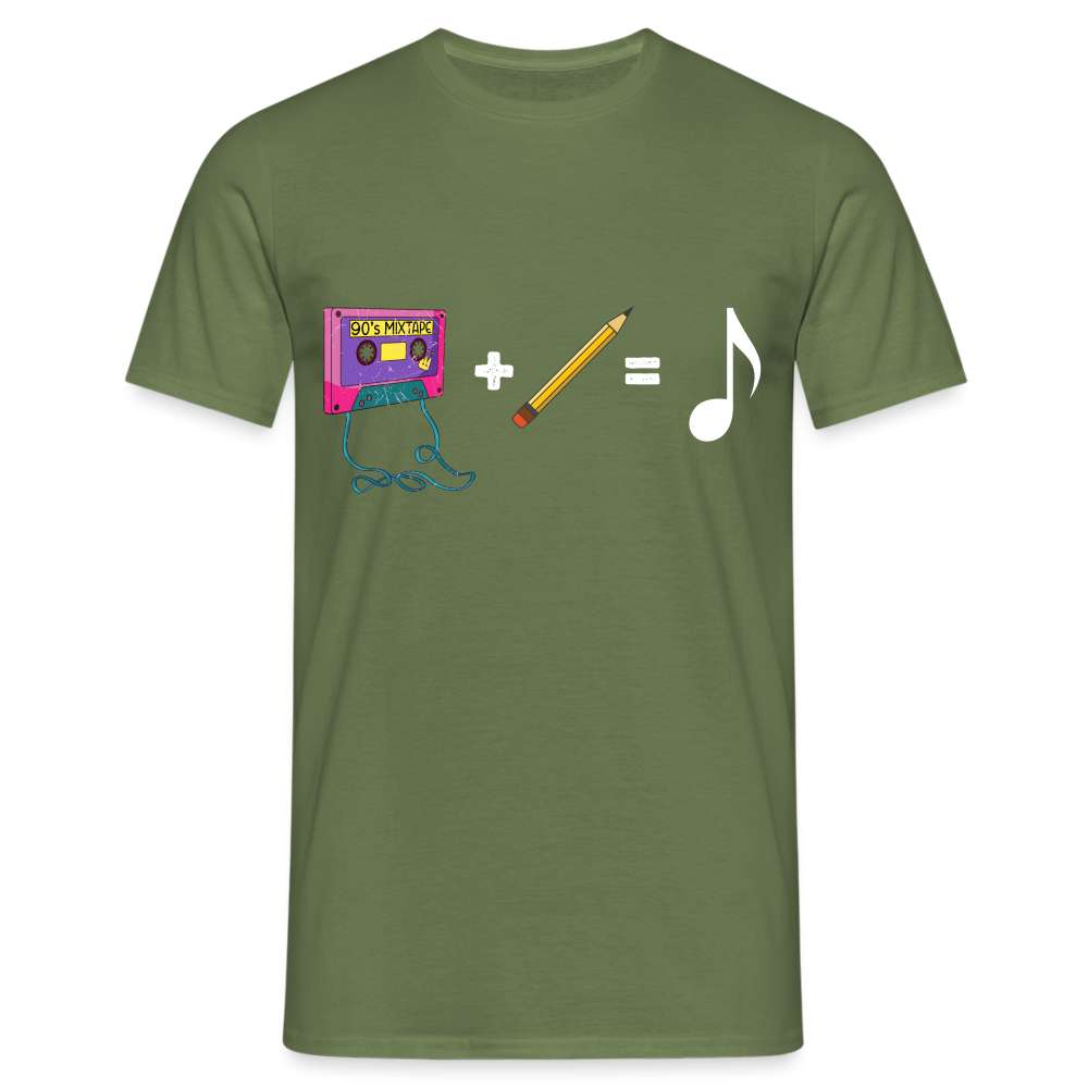 Retro Musik Kassette Bleistift Bandsalat Lustiges T-Shirt - Militärgrün
