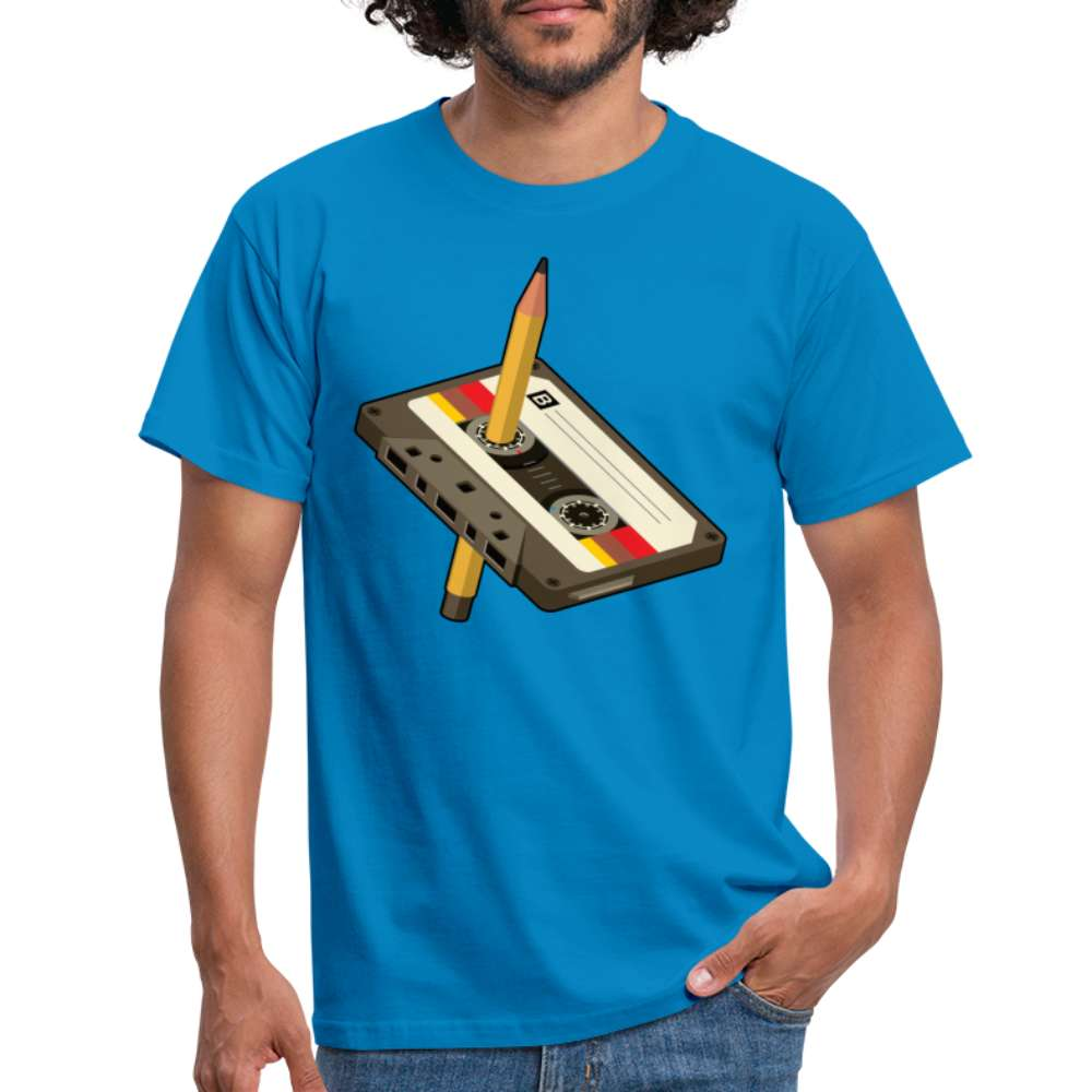 Retro Kassette Bleistift Lustiges T-Shirt - Royalblau