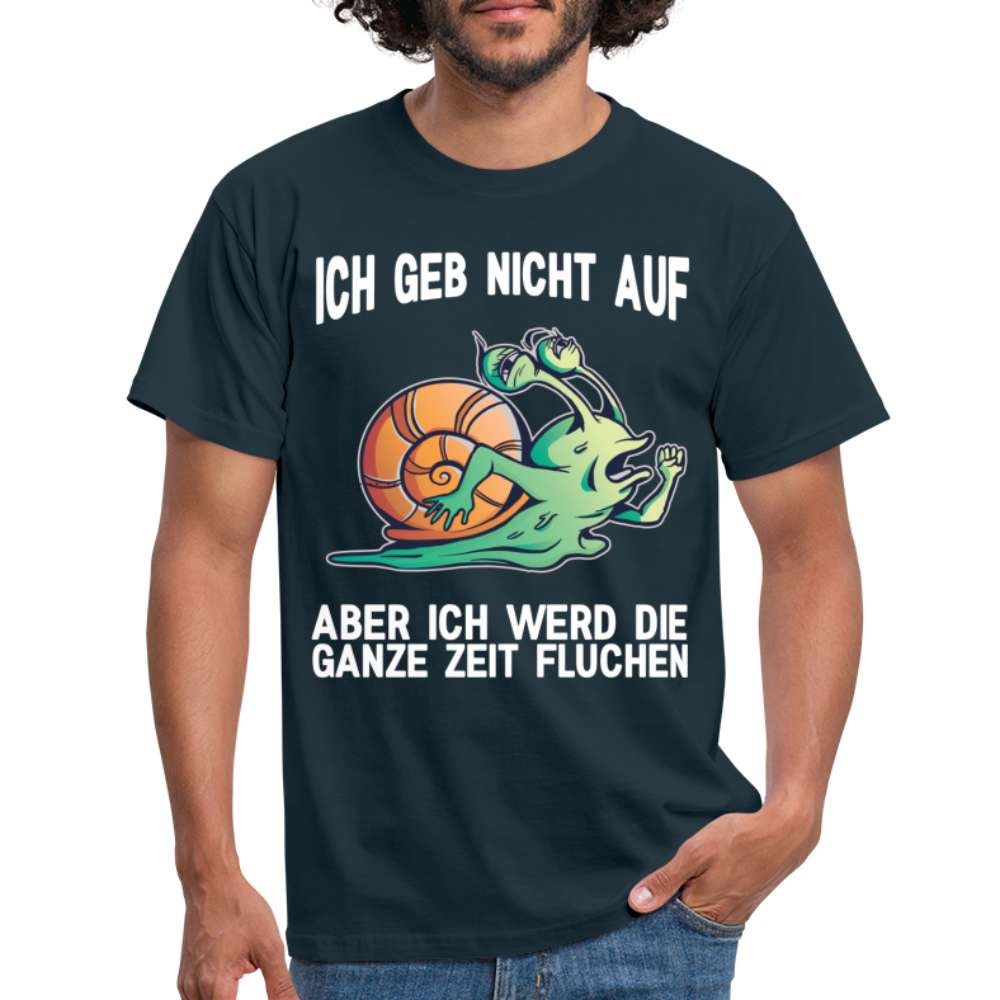 Lustige Schnecke Laufen Rennen Ich geb nicht auf T-Shirt - Navy