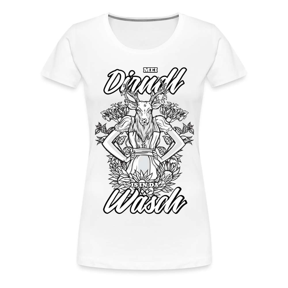 Dirndl Shirt - Mei Dirndl is in da Wäsch Lustiges Frauen Premium T-Shirt - weiß