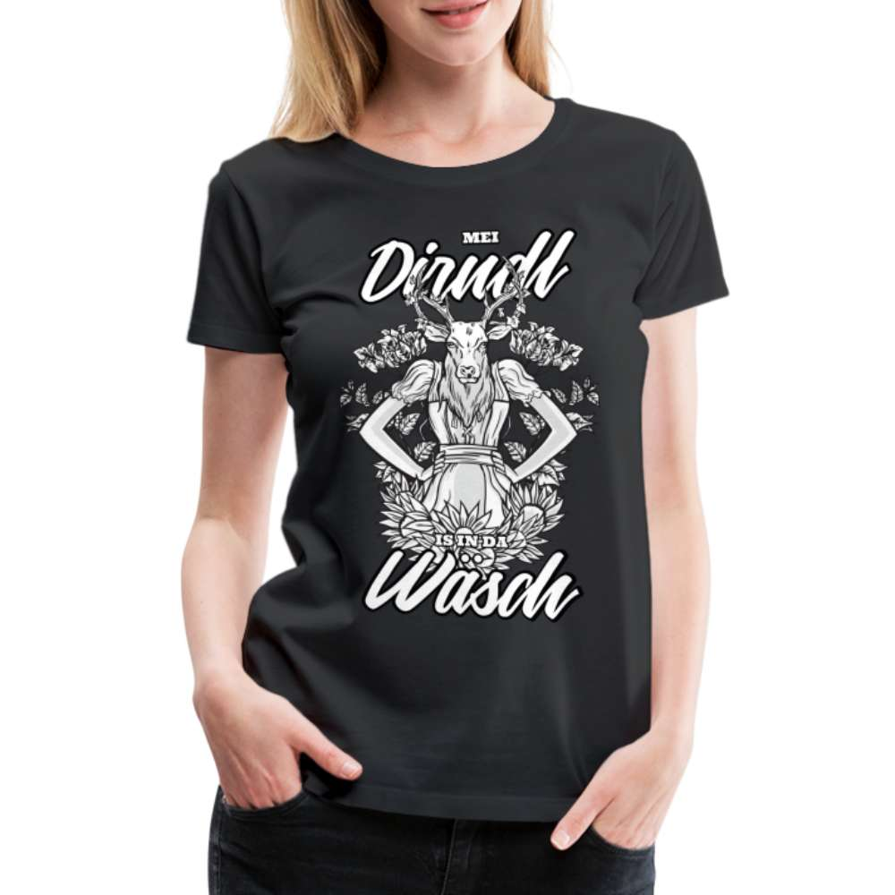 Dirndl Shirt - Mei Dirndl is in da Wäsch Lustiges Frauen Premium T-Shirt - Schwarz