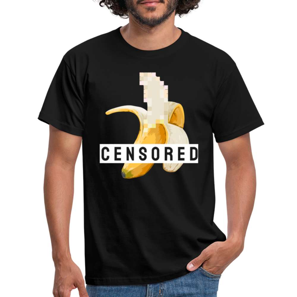 Zensierte Banane Lustiges T-Shirt - Schwarz