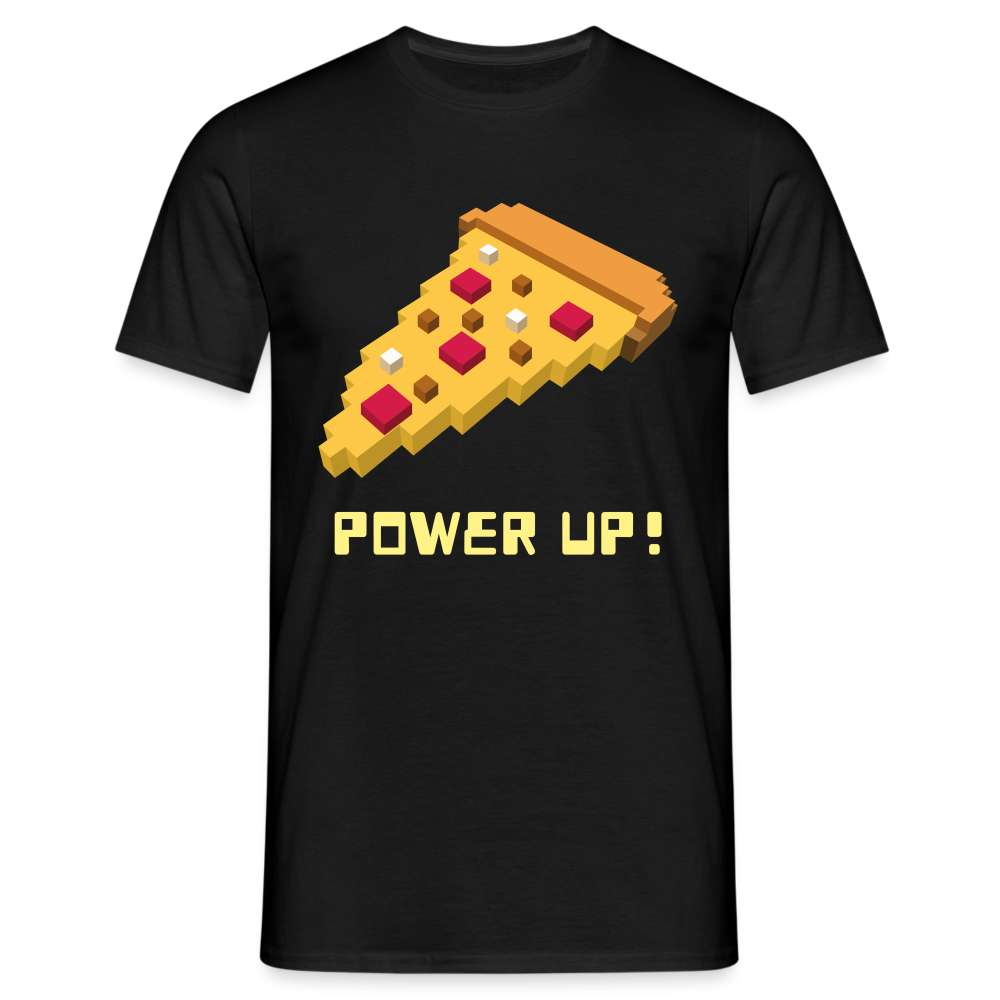 Retro Gamer Shirt Pixel Pizza Level Up Lustiges Gaming T-Shirt - Schwarz