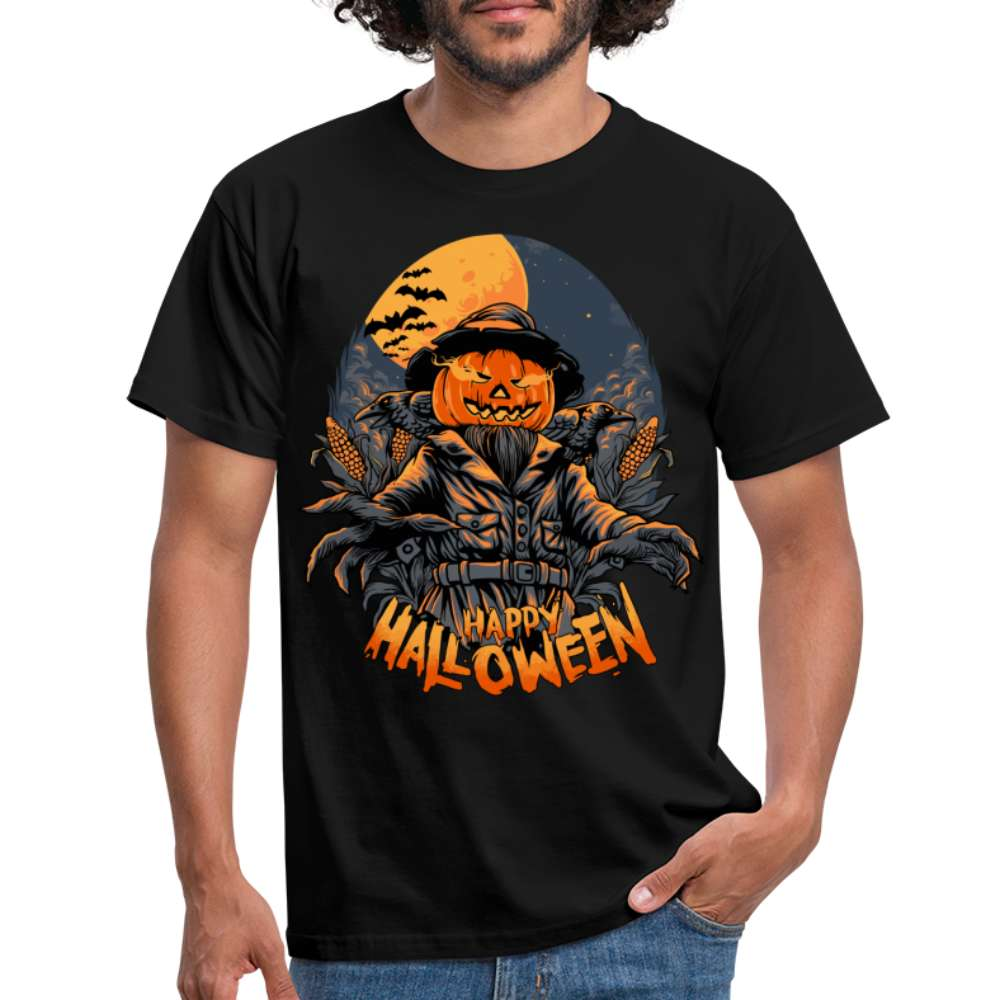 Halloween Kostüm Shirt Horror Kürbis Vogelscheuche Lustiges T-Shirt - Schwarz