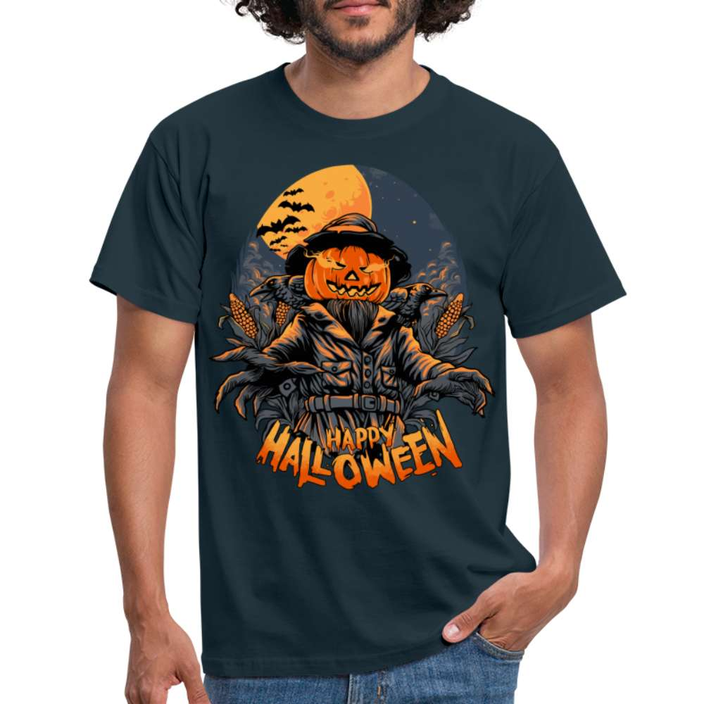 Halloween Kostüm Shirt Horror Kürbis Vogelscheuche Lustiges T-Shirt - Navy