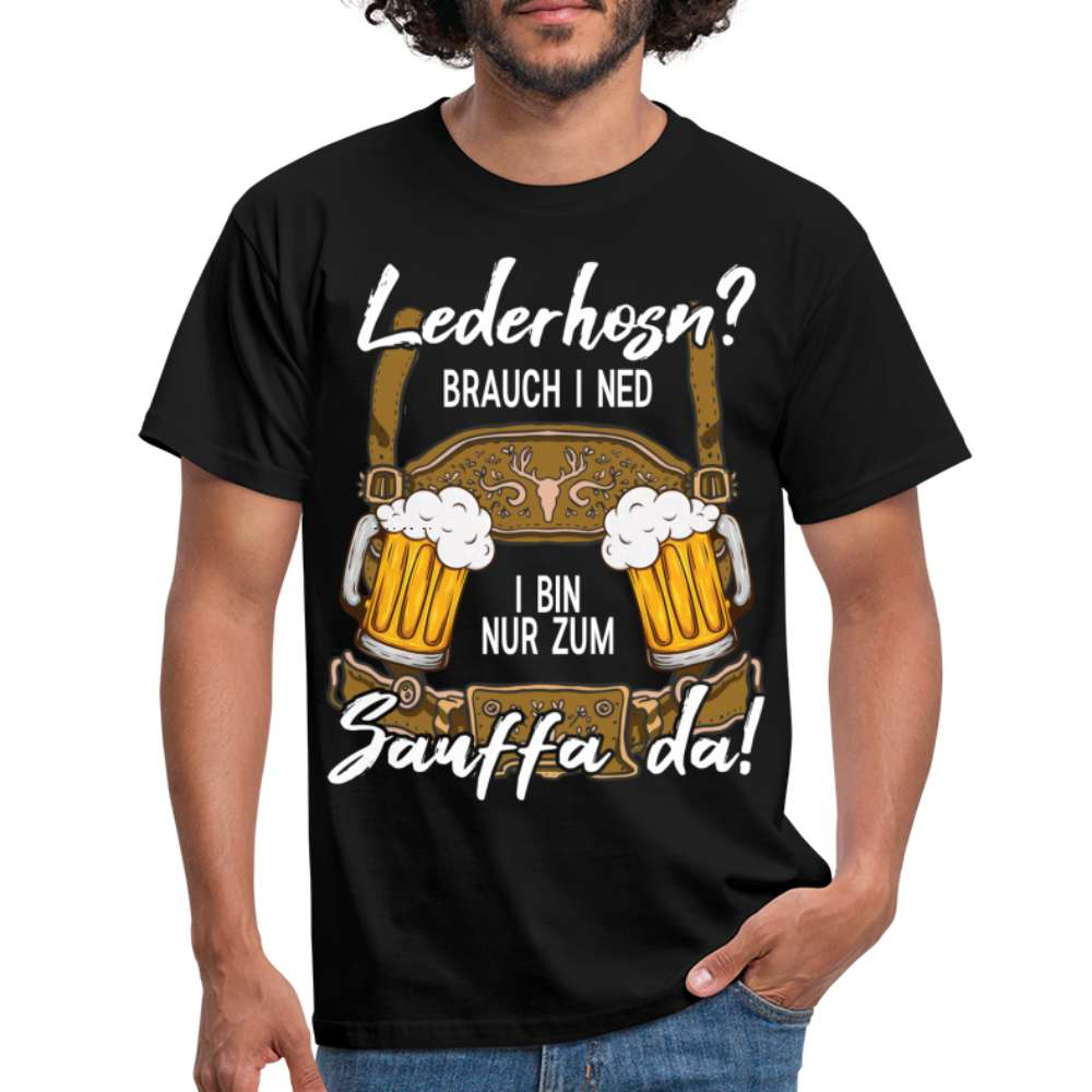 Trachten Shirt Lederhose passend für Oktoberfest Lustiges T-Shirt - Schwarz