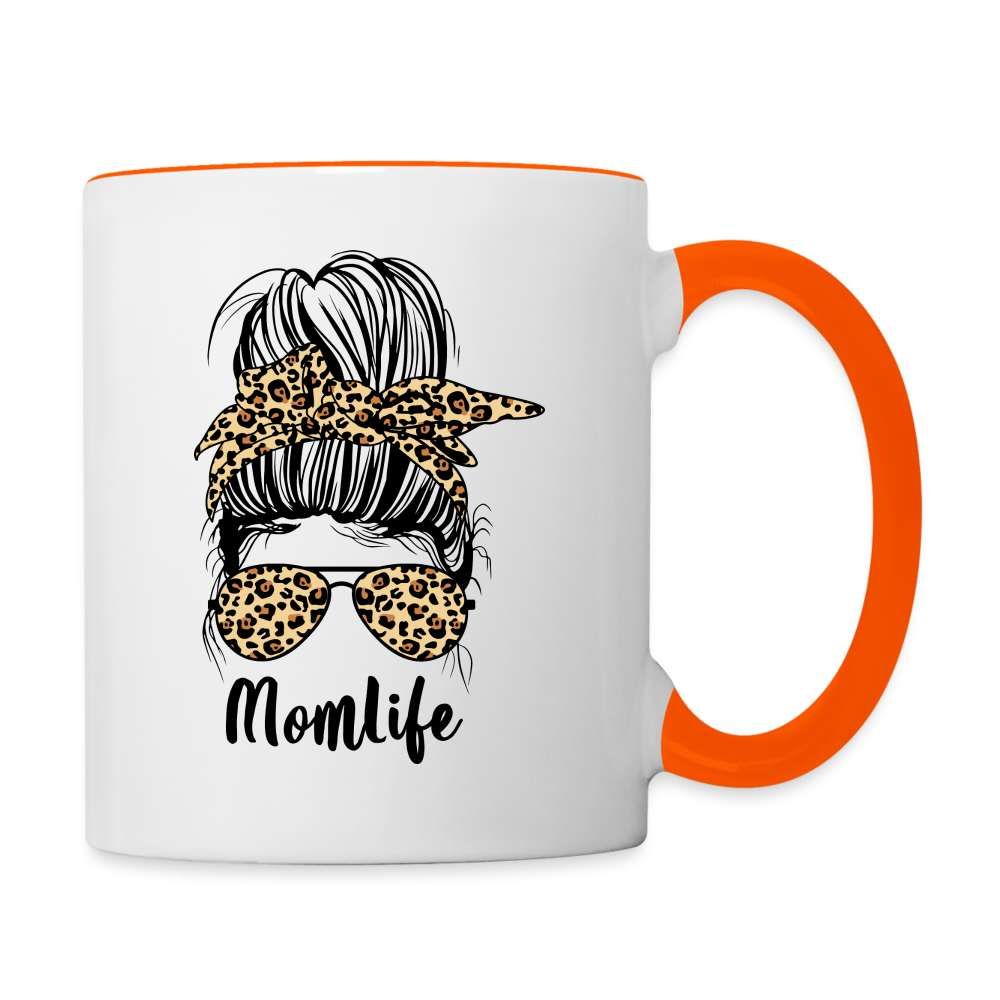 Mama Mutter Tasse Momlife Kaffee Tasse zweifarbig - Weiß/Orange