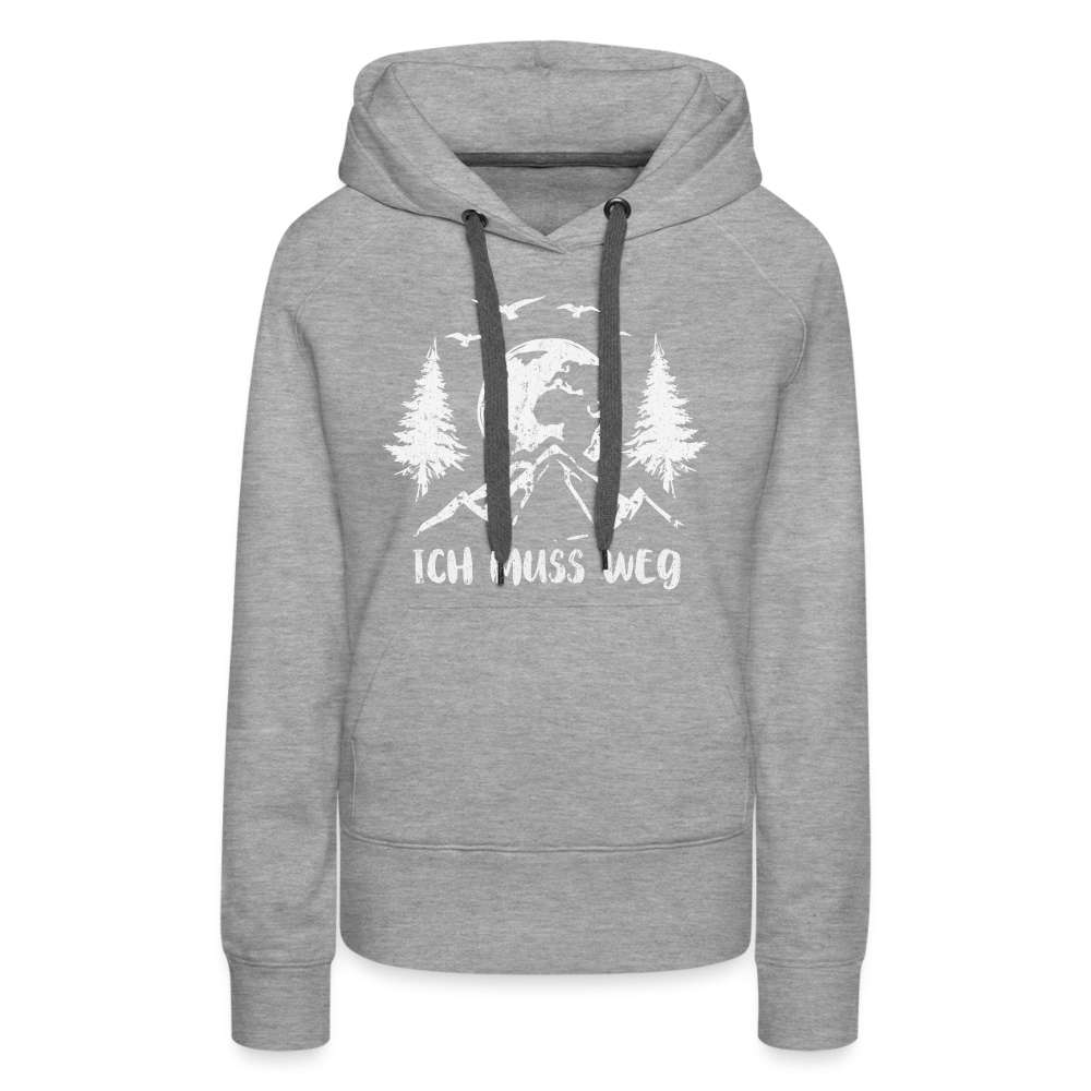 Bergmensch Berge Wandern Natur Shirt Ich Muss Weg Lustiger Geschenk Frauen Premium Hoodie - Grau meliert