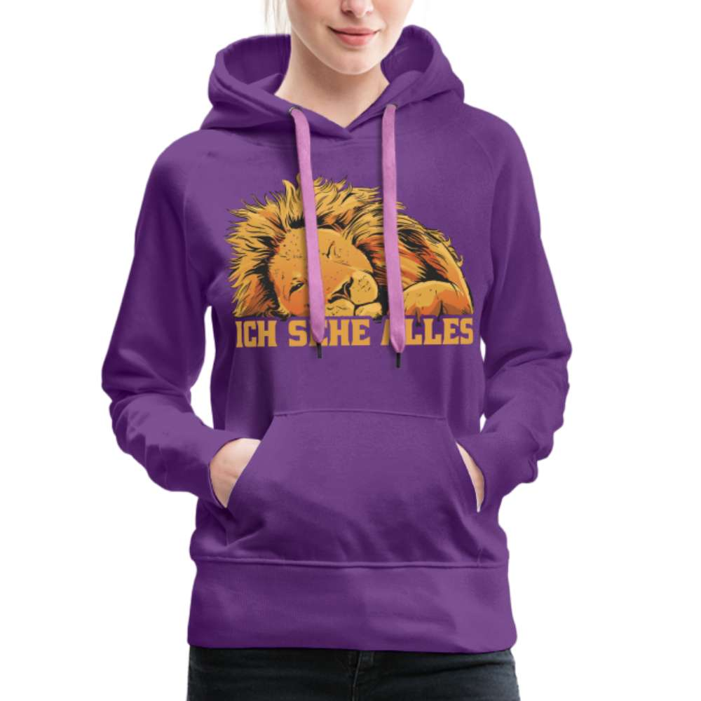 Fauler schlafender Löwe - Ich sehe alles Frauen Premium Hoodie - Purple