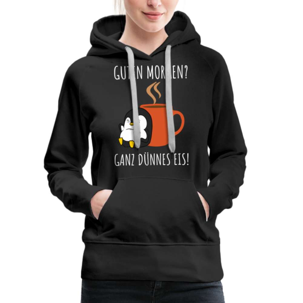 Morgenmuffel Kaffee Pinguin Lustiger Frauen Premium Hoodie - Schwarz