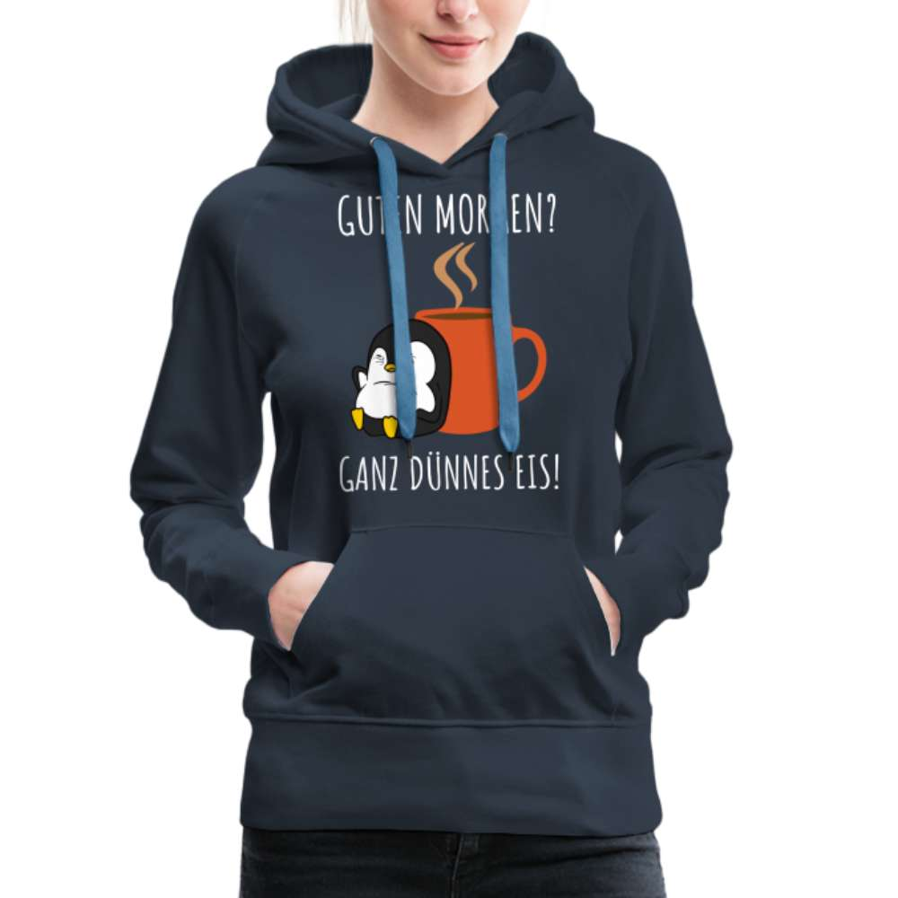 Morgenmuffel Kaffee Pinguin Lustiger Frauen Premium Hoodie - Navy