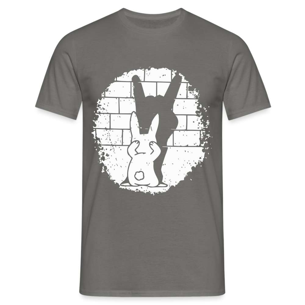 Hase Häschen Schatten Rock Horns Lustiges  T-Shirt - Graphit