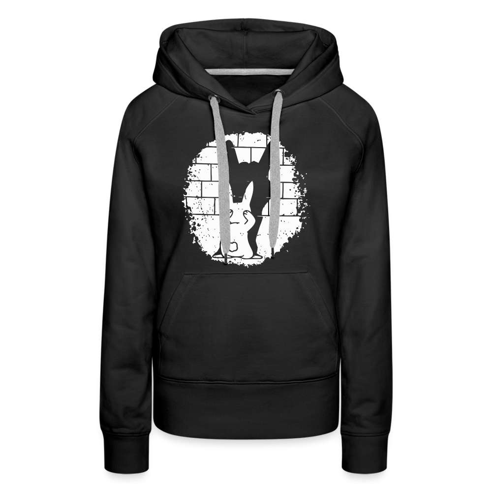 Hase Häschen Schatten Rock Horns Lustiger Frauen Premium Hoodie - Schwarz