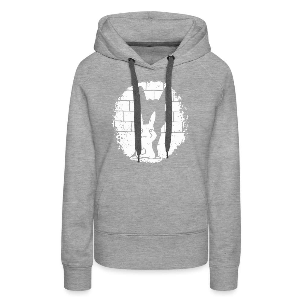 Hase Häschen Schatten Rock Horns Lustiger Frauen Premium Hoodie - Grau meliert