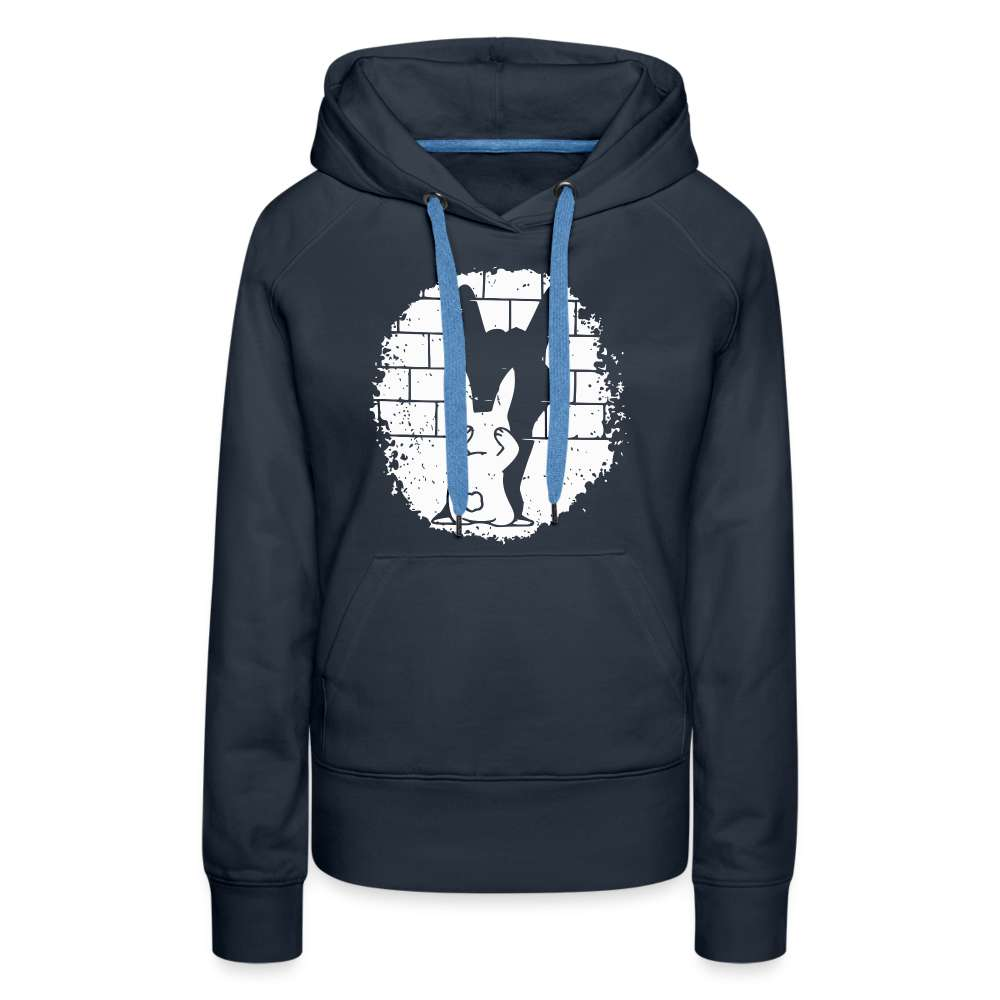 Hase Häschen Schatten Rock Horns Lustiger Frauen Premium Hoodie - Navy