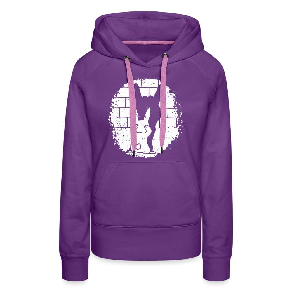 Hase Häschen Schatten Rock Horns Lustiger Frauen Premium Hoodie - Purple