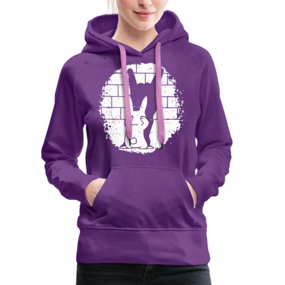 Hase Häschen Schatten Rock Horns Lustiger Frauen Premium Hoodie - Purple