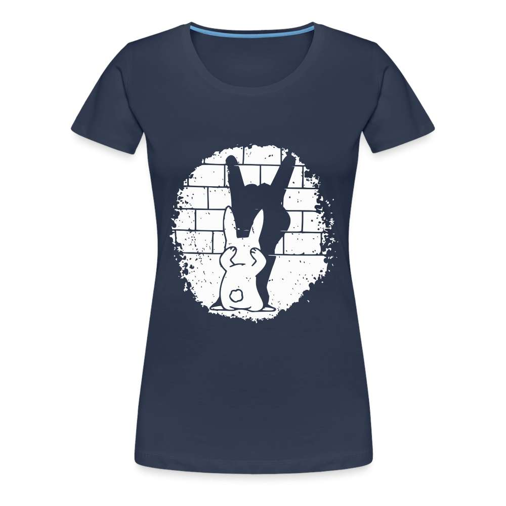 Hase Häschen Schatten Rock Horns Lustiges Frauen Premium T-Shirt - Navy