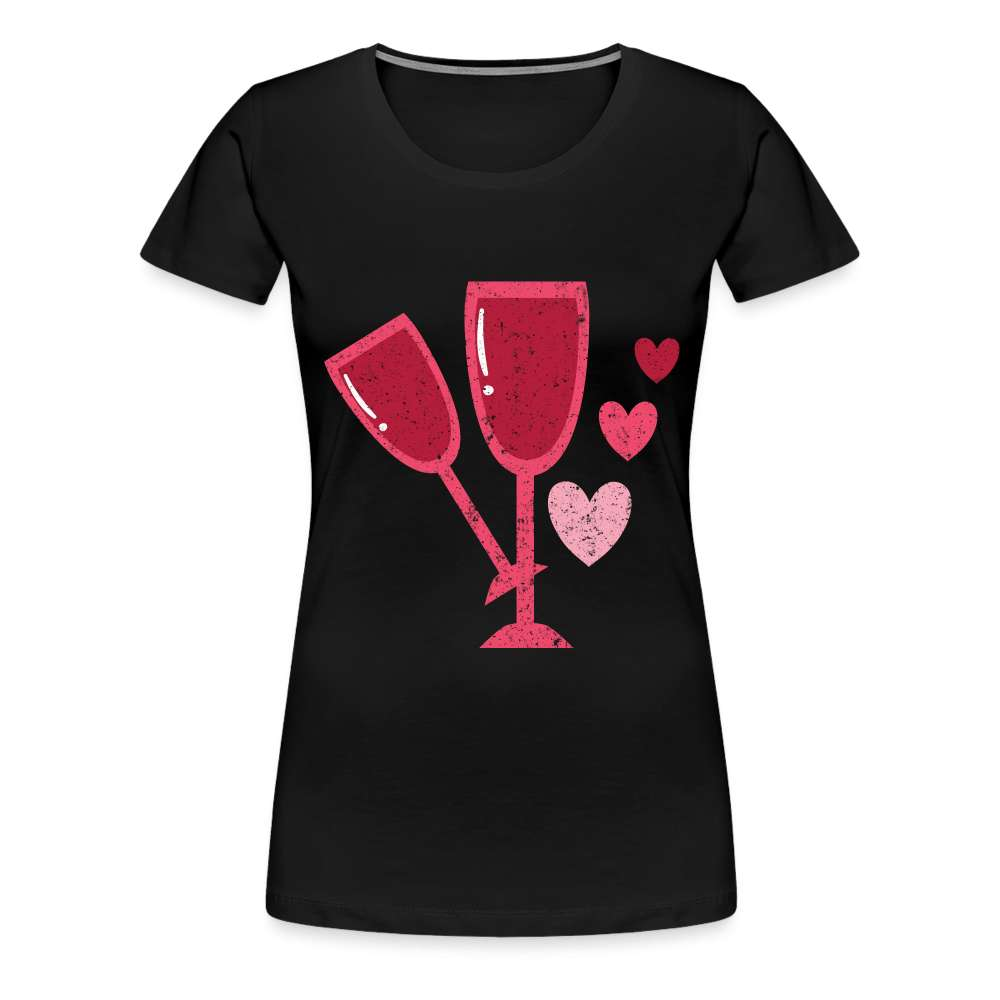 Wein Liebhaberin Wein Gläser und Herzen Frauen Premium T-Shirt - Schwarz