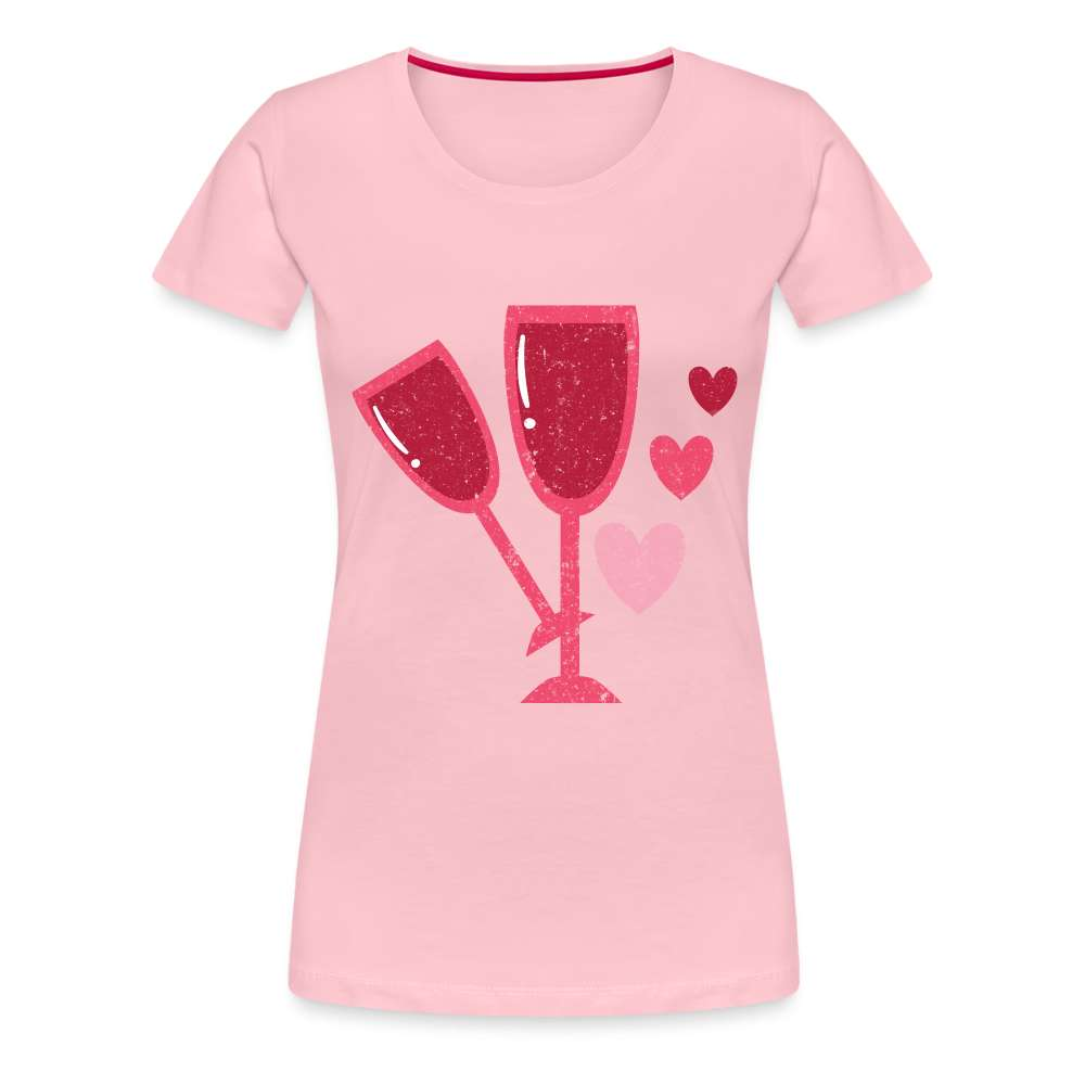 Wein Liebhaberin Wein Gläser und Herzen Frauen Premium T-Shirt - Hellrosa