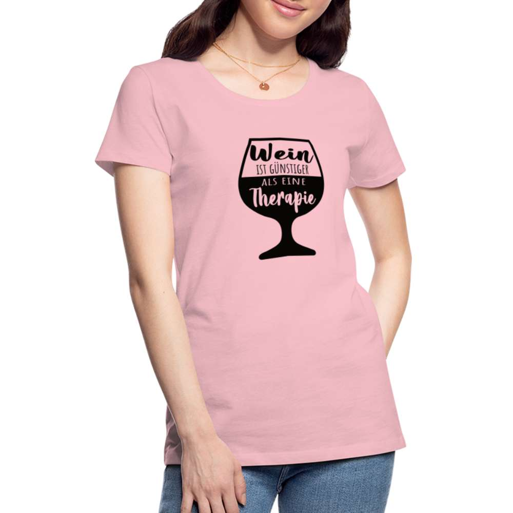Wein Liebhaberin Wein ist meine Therapie  Frauen Premium T-Shirt - Hellrosa