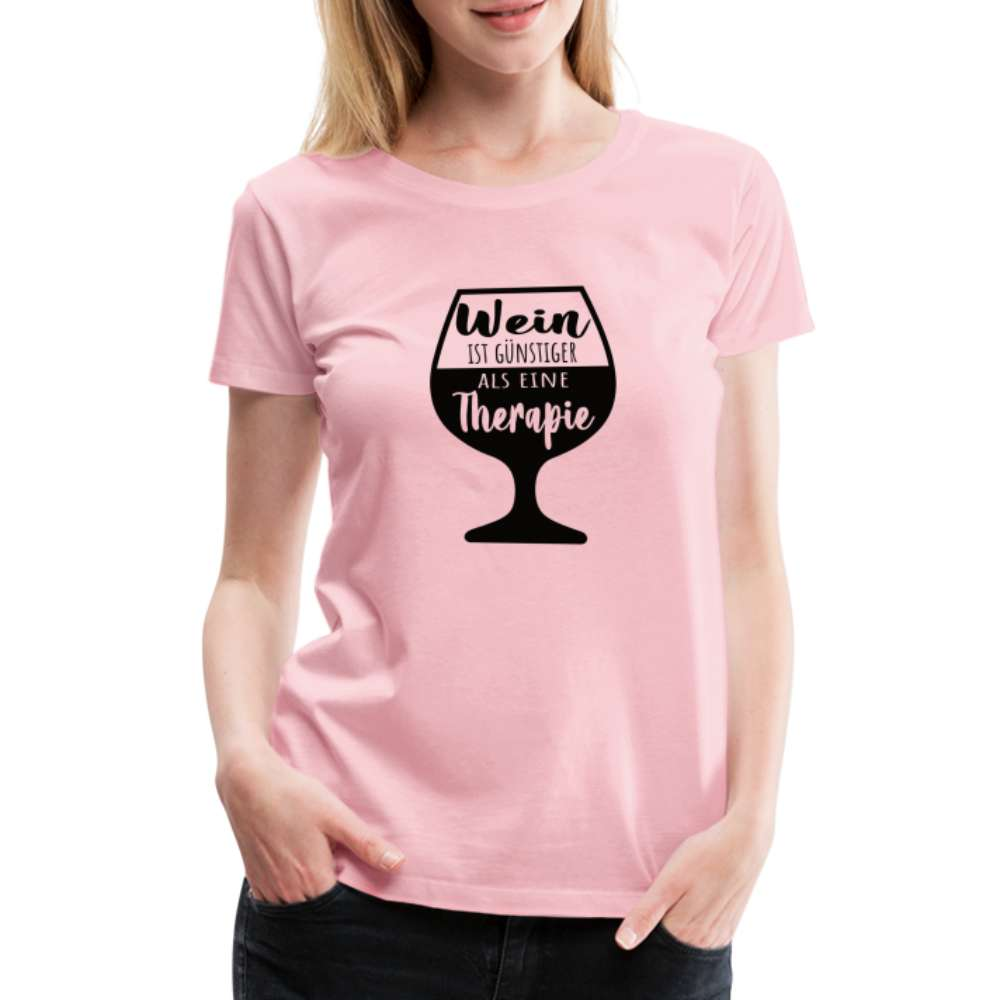 Wein Liebhaberin Wein ist meine Therapie  Frauen Premium T-Shirt - Hellrosa