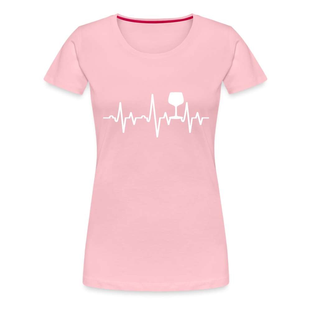 Wein Liebhaberin Wein EKG Herzschlag Frauen Premium T-Shirt - Hellrosa