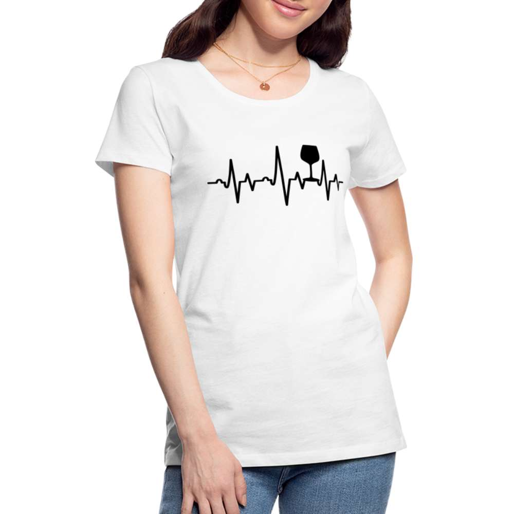 Wein Liebhaberin Wein EKG Herzschlag Frauen Premium T-Shirt - weiß