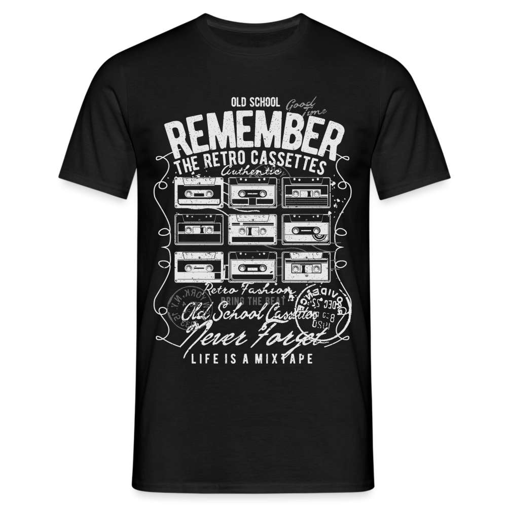 Retro Shirt Musik Kassette 80s 90s Style T-Shirt - Schwarz