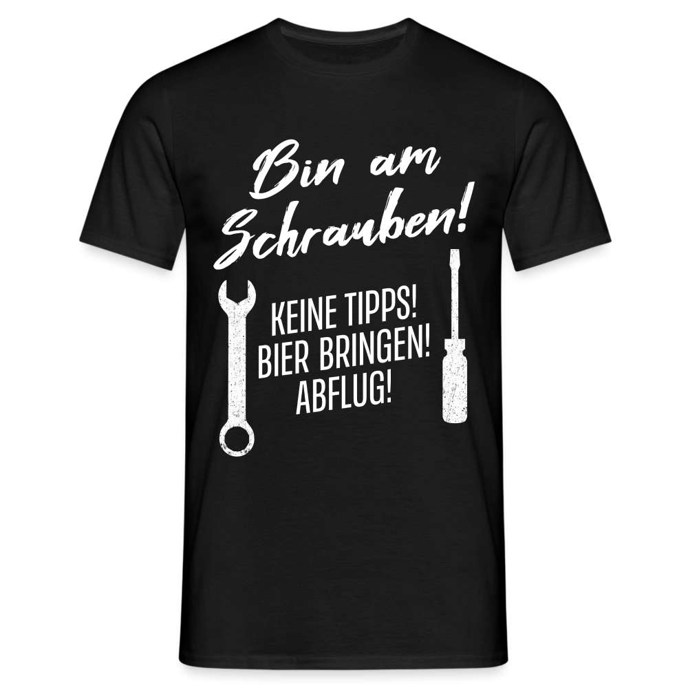 Kfz Mechaniker Spruch Shirt Bin am schrauben Lustiges T-Shirt - Schwarz