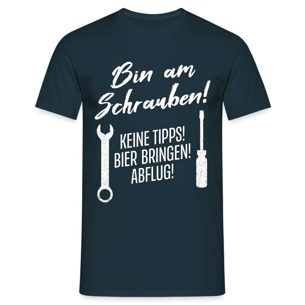 Kfz Mechaniker Spruch Shirt Bin am schrauben Lustiges T-Shirt - Navy